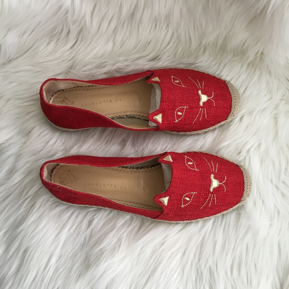 charlotte olympia kitty espadrille flats (worn once)